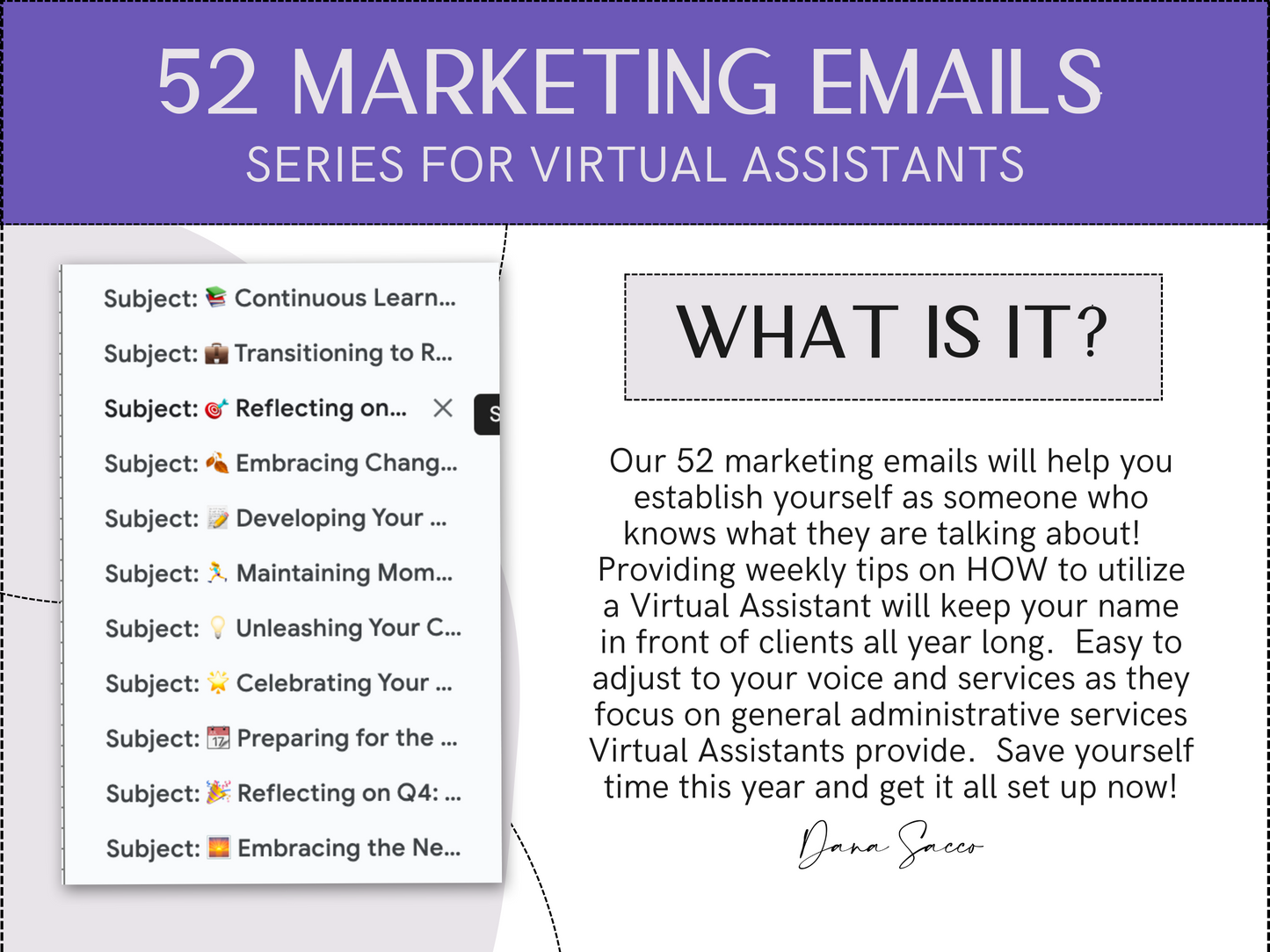 52 Virtual Assistant Email Marketing Templates - Engaging & Personalized - Weekly Newsletters