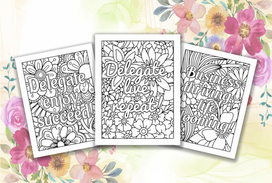 Instant Download! 30 pages Entrepreneur Affirmations Adult coloring pages, digital download, insults, high resolution, PDF, Printable Pages