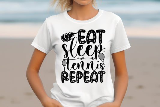 Eat Sleep Tennis Repeat T-Shirt | Unisex Cotton Tee | Tennis Enthusiast | Sporty Lifestyle | Perfect for Practice & Casual Wear