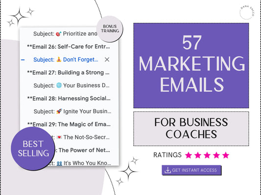 57-Email Marketing Sequence PDF: Boost Your Online Business & Business Coaching Success - Instant Download