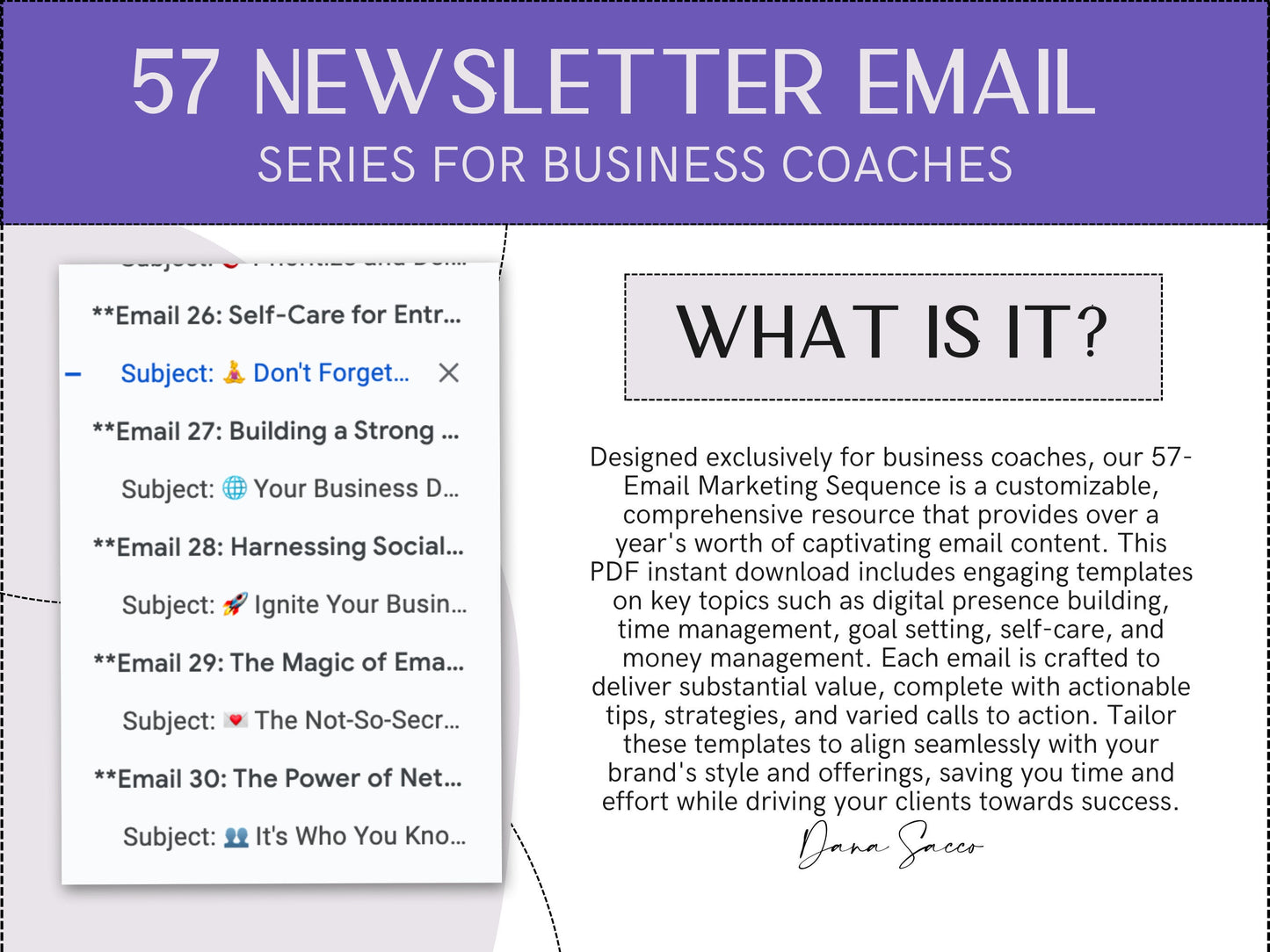57-Email Marketing Sequence PDF: Boost Your Online Business & Business Coaching Success - Instant Download
