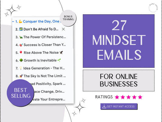 Boost Your Business: 24 Inspiring Mindset Email Templates for Entrepreneurs - Instant PDF Download, Adaptable for Any Industry